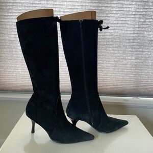 Anne Klein Black Suede Knee High Boots